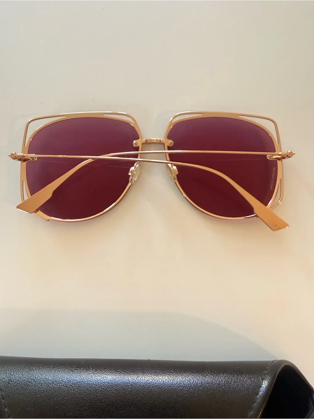 Dior Women's Sunglasses with Pink Lenses and Gold Frame